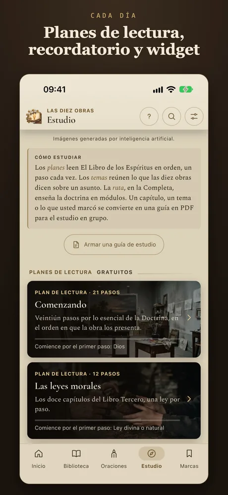 Planes de lectura, recordatorio y widget.