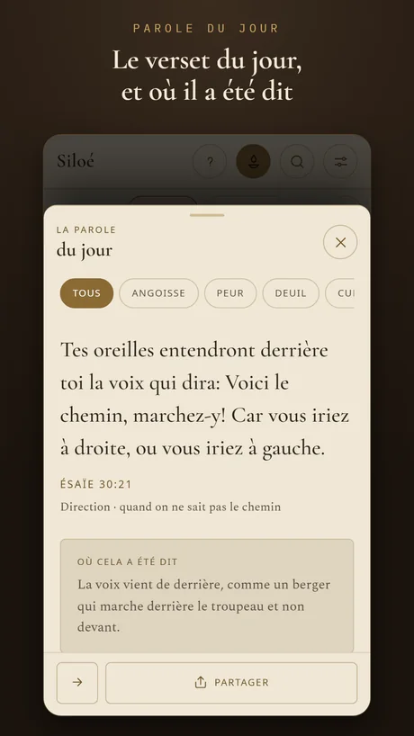 Le verset du jour, et où il a été dit.