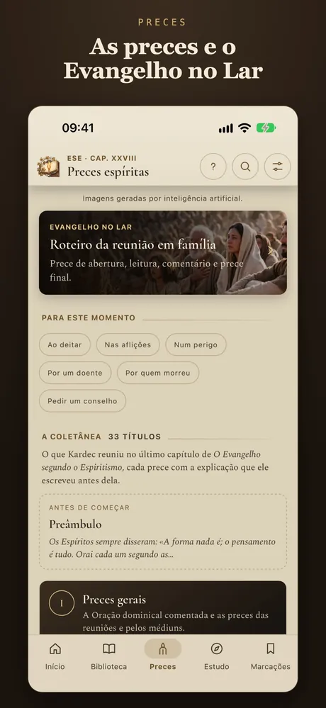 As preces e o Evangelho no Lar.