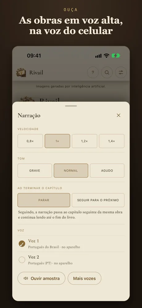 As obras em voz alta, na voz do celular.