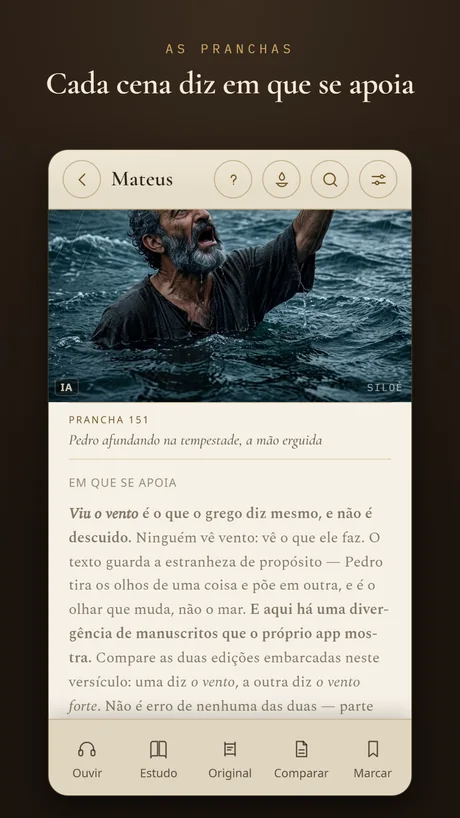 Cada cena diz em que se apoia.