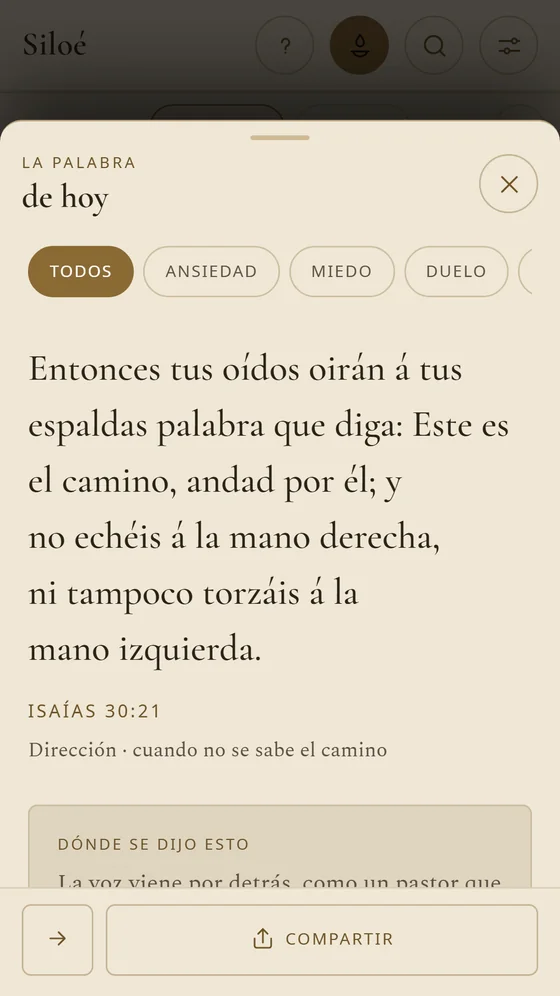 La Palabra de hoy, Lucas 15:20, con los temas ansiedad, miedo y duelo.