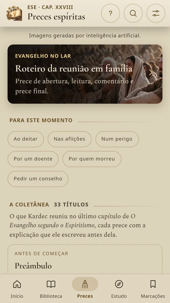 Preces espíritas organizadas por momento: ao deitar, nas aflições, por um doente.